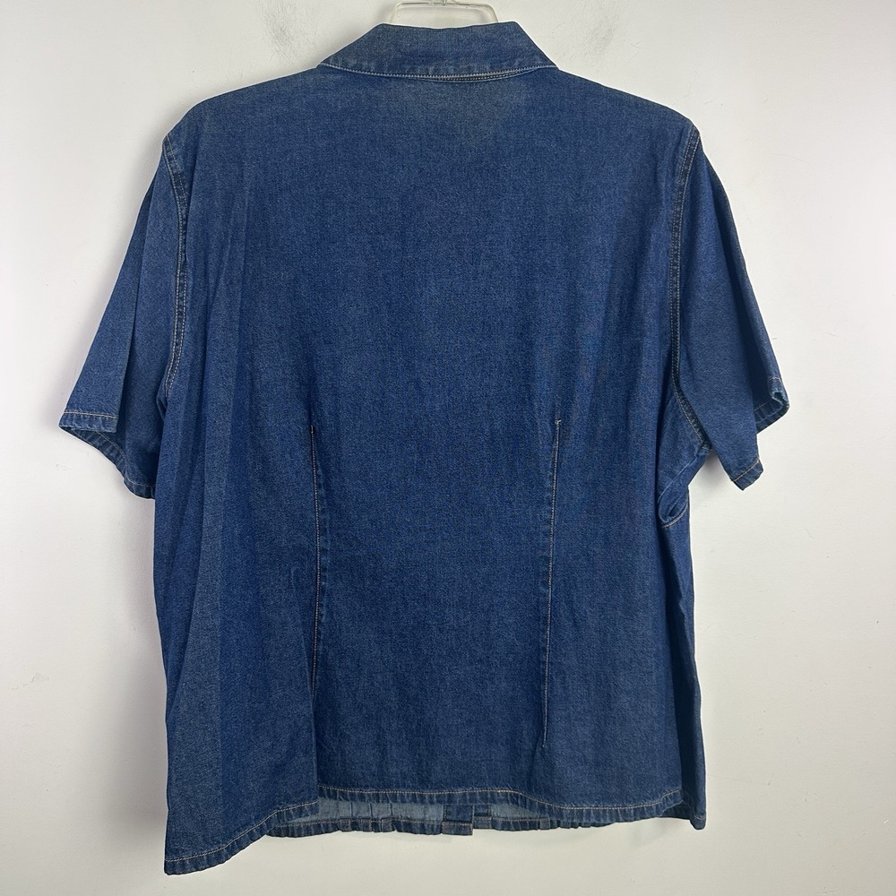 Vintage Teddi Womens Denim Button Up Shirt 2X Blue Beaded Pleated Western Boho - Picture 5 of 9